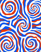 Bold Blue Red Swirl Abstract Rug