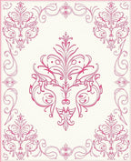 Ornate Pink Floral Damask Rug