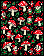 Whimsical Red Mushroom Gnome Garden Rug