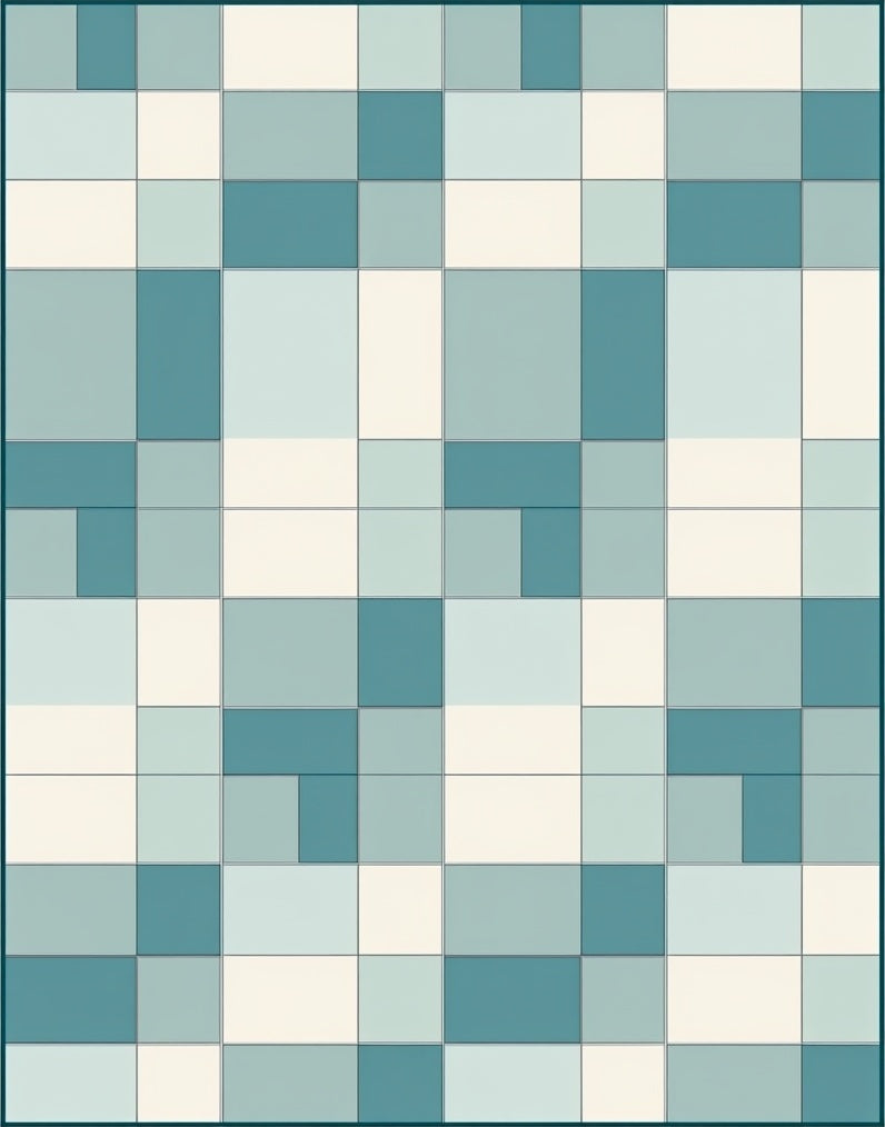 Aqua Teal And Cream Blocks Rug