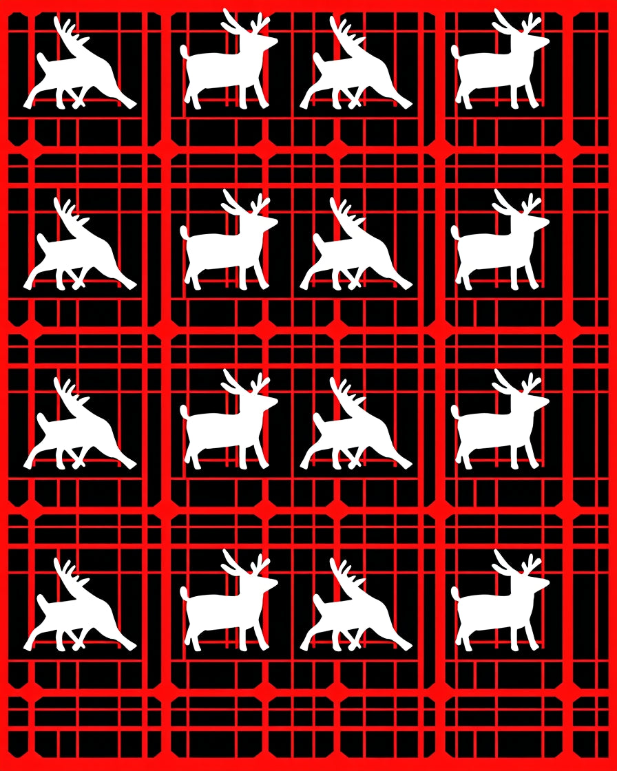 Retro Scarlet Deer Plaid Rug