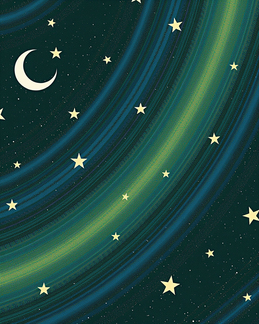 Celestial Green Swirl Moon Stars Rug