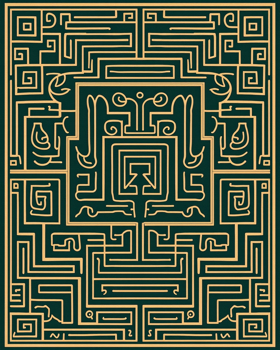 Ancient Gold Forest Labyrinth Rug