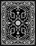 Black White Floral Scrollwork Courtly Rug