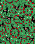 Green Reindeer Red Wreath Collage Rug