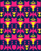 Vibrant Yellow Pink Geometric Abstract Rug