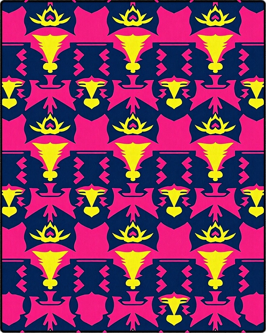 Vibrant Yellow Pink Geometric Abstract Rug