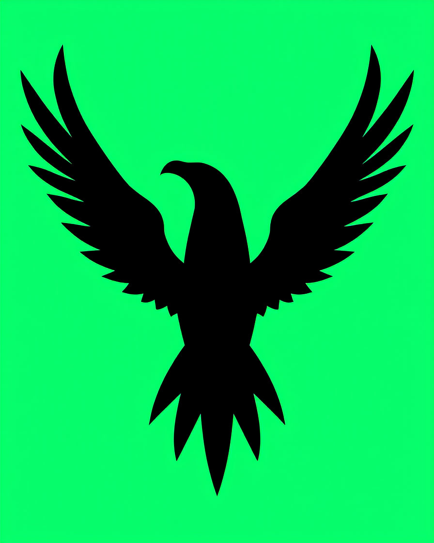 Bold Black Eagle Vivid Green Background Rug