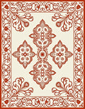 Crimson Ivory Scrollwork Medallion Rug