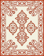 Crimson Ivory Scrollwork Medallion Rug