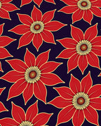 Crimson Golden Flower Silhouette Rug