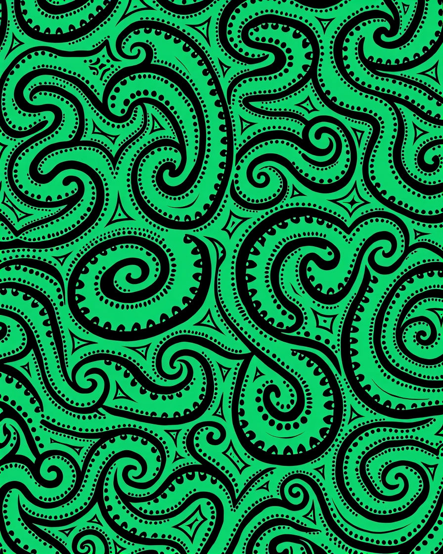 Vibrant Green Swirl Paisley Rug