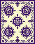 Deep Purple Medallion Ivory Frame Rug