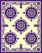 Deep Purple Medallion Ivory Frame Rug