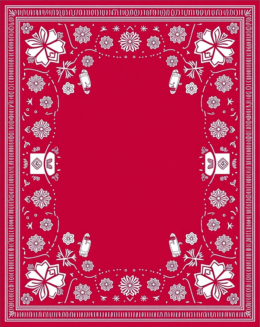 Crimson Floral Camper Van Border Rug