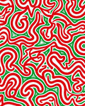 Red Green Swirl Abstract Organic Rug