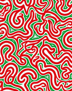 Red Green Swirl Abstract Organic Rug