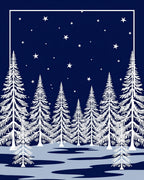 White Winter Pine Forest Stars Rug