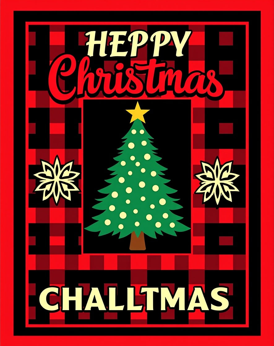 Red Buffalo Plaid Christmas Tree Snowflakes Rug
