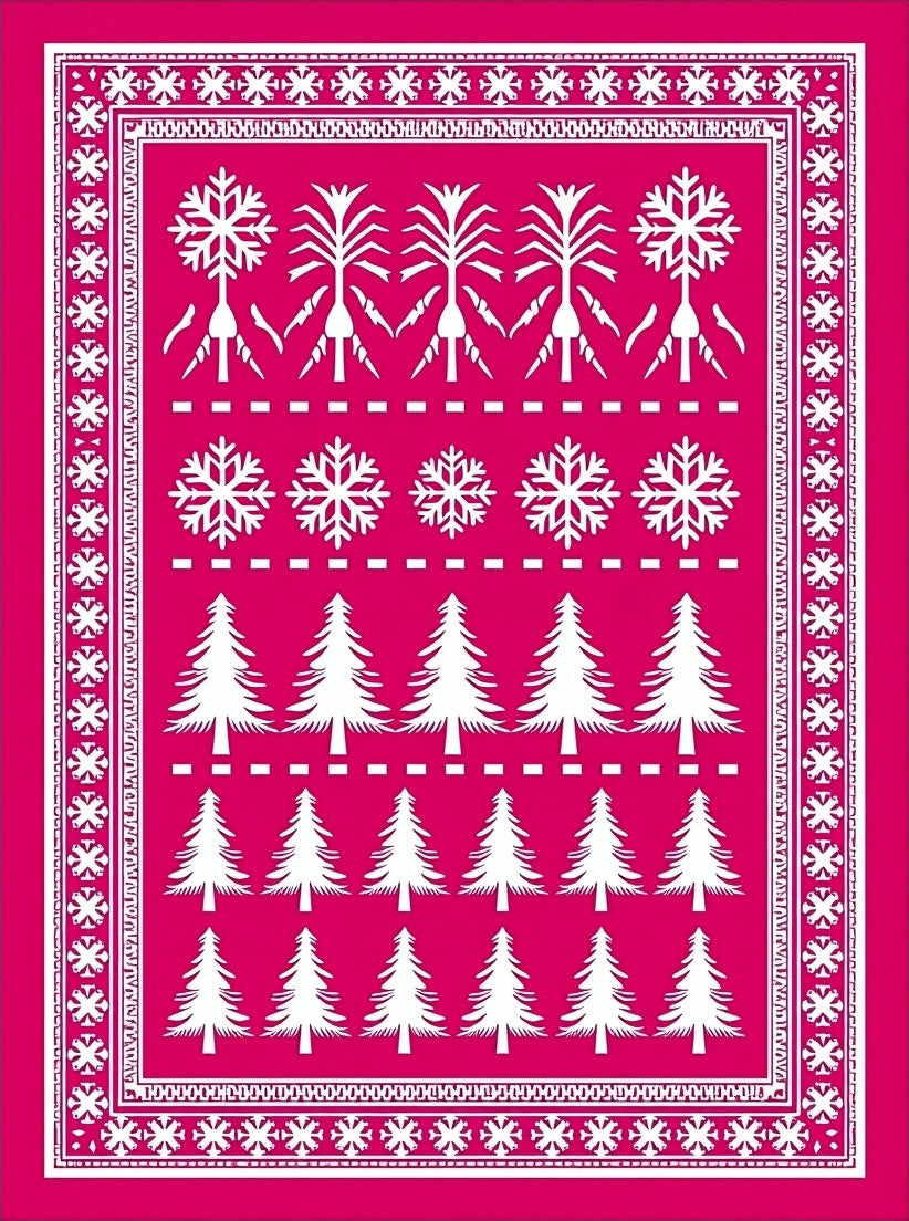 Bold Pink Whimsical Winter Woodland Rug