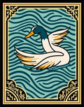 Aqua Wavy Water Duck Emblem Rug