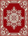 Crimson Floral Corner Frame Medallion Rug