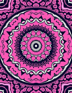 Vibrant Pink Starburst Mandala Rug