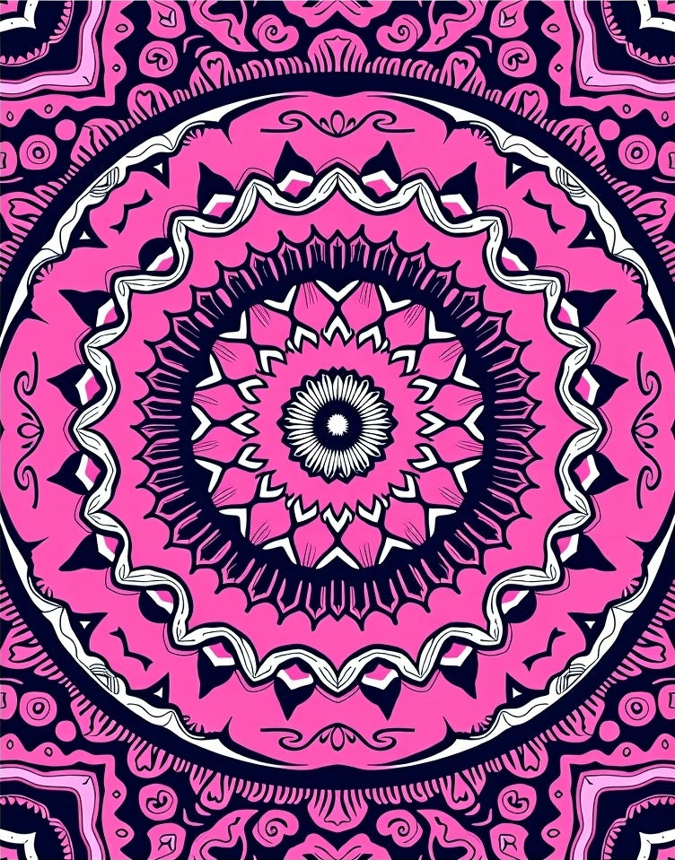 Vibrant Pink Starburst Mandala Rug