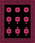Hot Pink Floral Scatter Black Rug