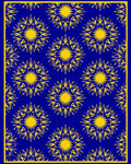 Royal Blue Yellow Sunburst Medallion Rug