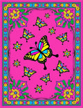 Vibrant Fuchsia Butterfly Floral Garden Rug