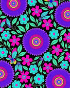 Vibrant Purple Daisy Garden Rug