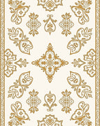 Ornate Golden Floral Border Medallion Rug