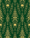 Emerald Green Gold Floral Damask Rug