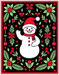 Whimsical Snowman Black Festive Floral Rug