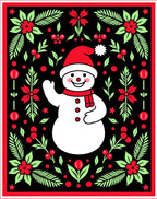 Whimsical Snowman Black Festive Floral Rug