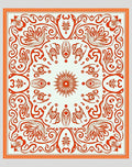 Vibrant Orange Floral Swirls Rug