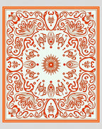 Vibrant Orange Floral Swirls Rug