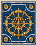 Golden Ship Wheel Nautical Sunburst Rug