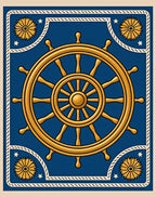 Golden Ship Wheel Nautical Sunburst Rug