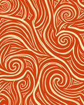 Crimson Swirl Scroll Tribal Rug