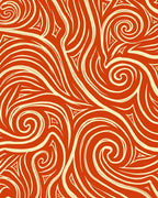 Crimson Swirl Scroll Tribal Rug