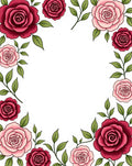 Crimson Pink Roses Botanical Border Rug