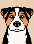 Bold Black Orange White Dog Portrait Rug