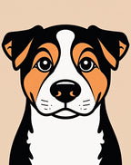 Bold Black Orange White Dog Portrait Rug