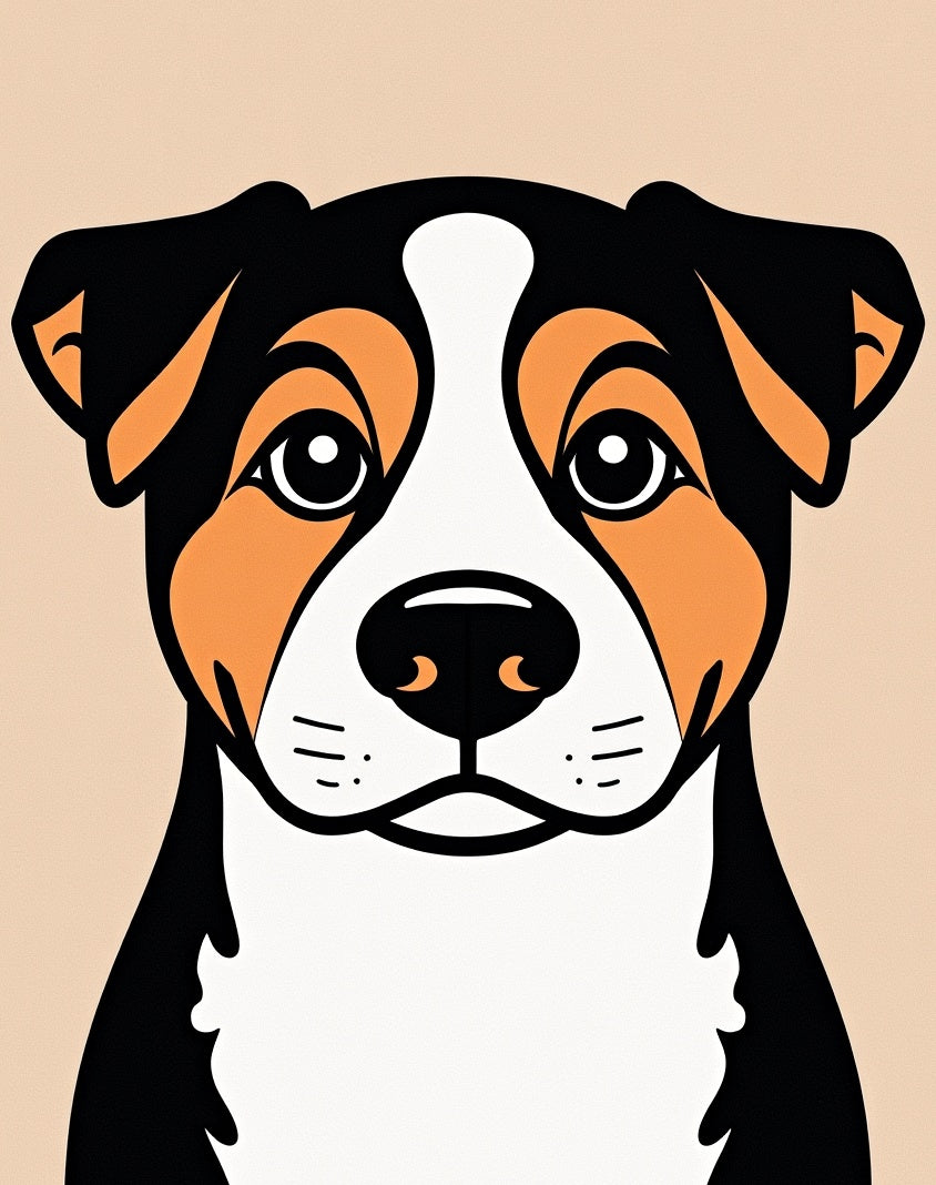 Bold Black Orange White Dog Portrait Rug