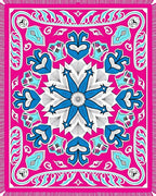 Hot Pink Blue Floral Symmetry Rug