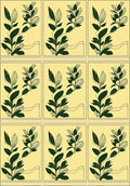 Dark Green Botanical Branch Yellow Square Rug