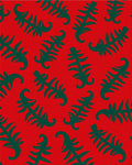 Bold Red Green Fern Foliage Rug