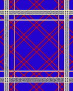 Bold Red Plaid Bordered Azure Rug